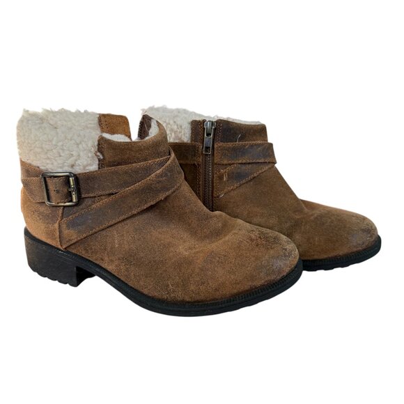 UGG Benson II waterproof ankle boot in brown leather buckle strap curly wool 6.5 - Picture 2 of 13